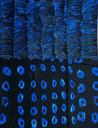 African Print Fabric, Ankara - Black, Blue Fabric