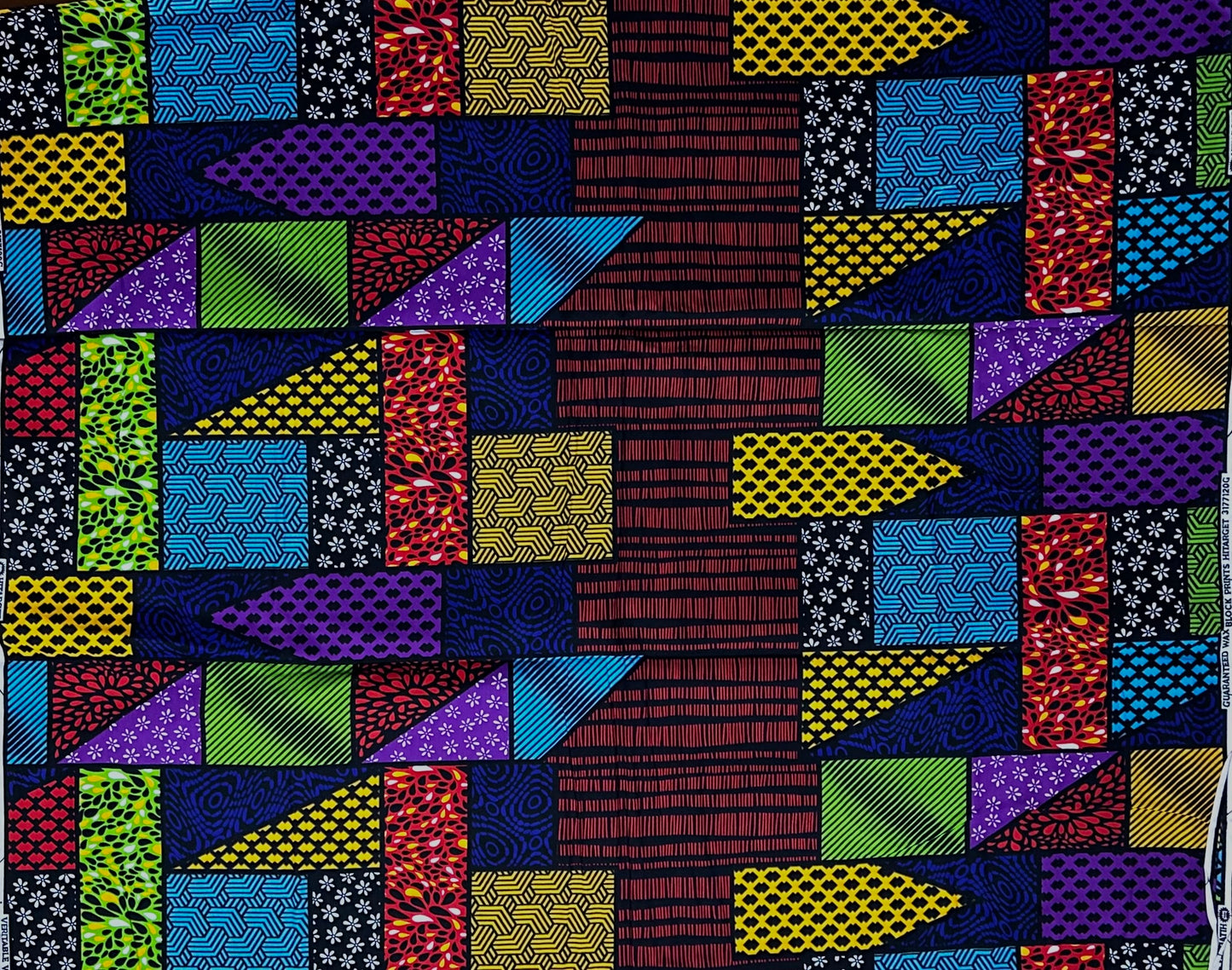 African Print Fabric, Ankara - Green, Blue, Yellow, Red Fabric