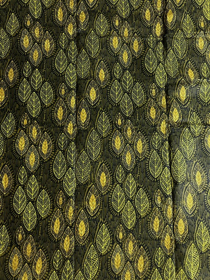 African Print Fabric, Ankara - Yellow, Olive Green Fabric