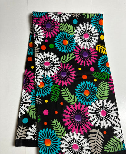 African Print Fabric, Ankara - Black Fabric