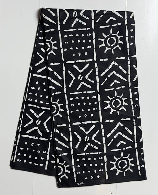 African Print Fabric, Black, White Ankara Fabric