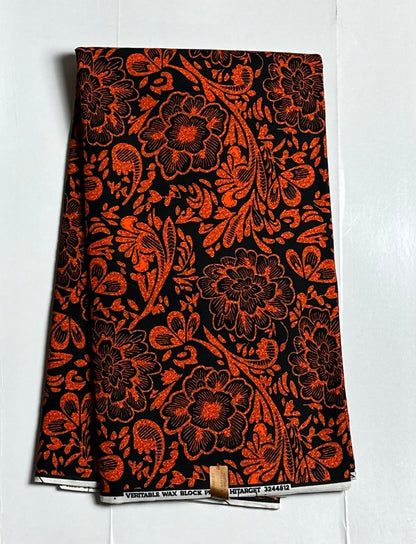 African Print Fabric, Ankara - Orange Fabric