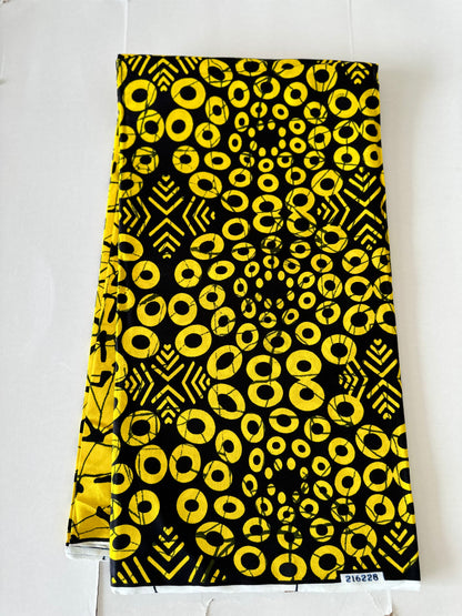 African Print Fabric, Ankara - Yellow Fabric
