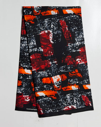 African Print Fabric, Ankara - Red, Orange Fabric