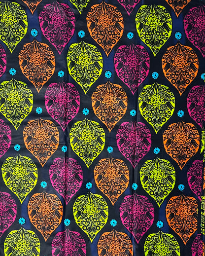 African Print Fabric, Ankara - Orange, Green, Pink Fabric