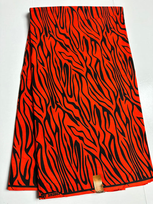 African Print Fabric, Ankara - Orange Fabric