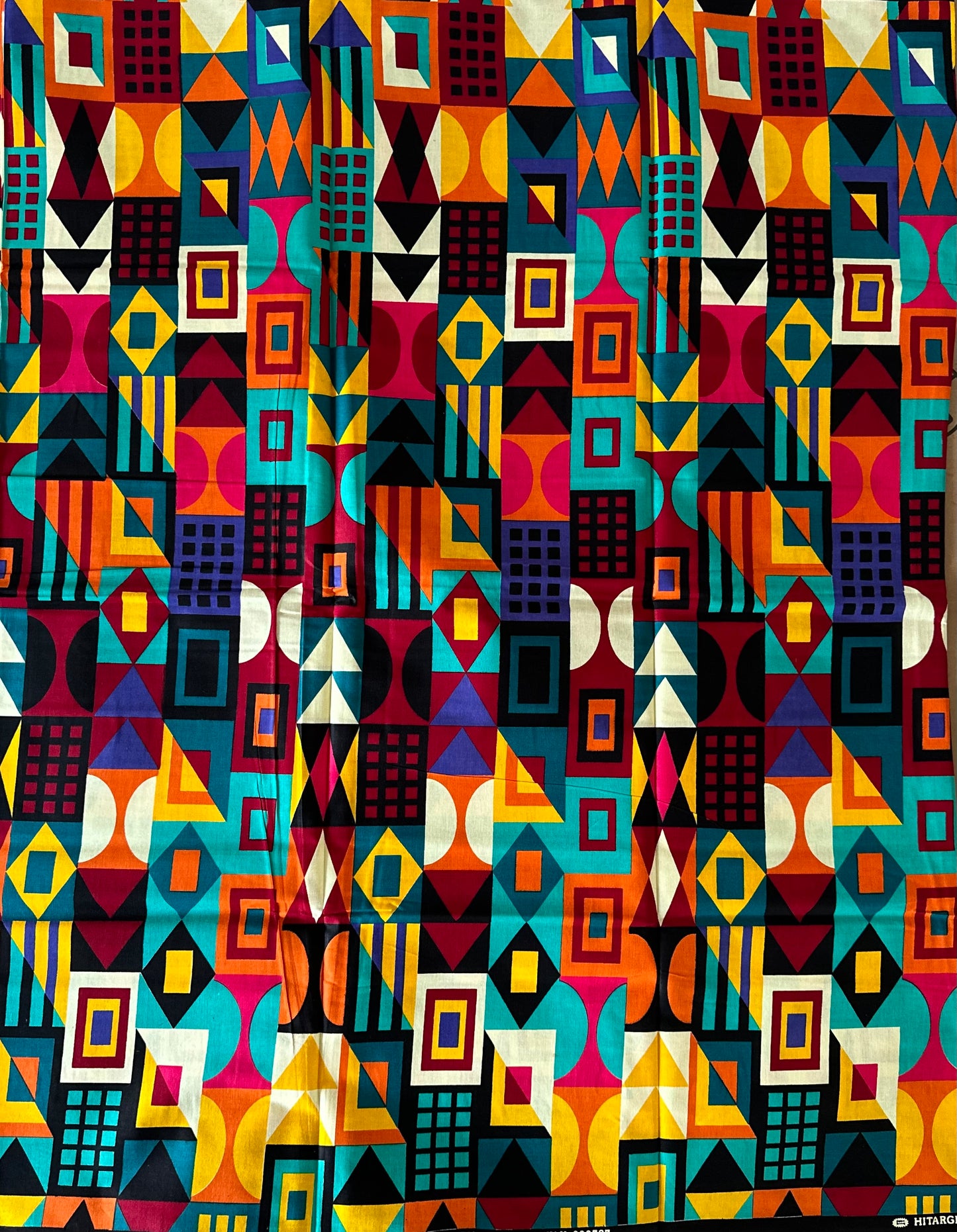 African Print Fabric, Ankara - Purple, Green, Orange Fabric