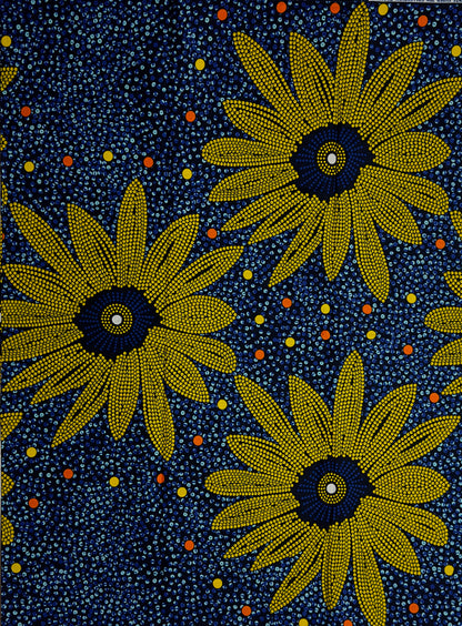 African Print Fabric, Ankara - Blue, Yellow Fabric