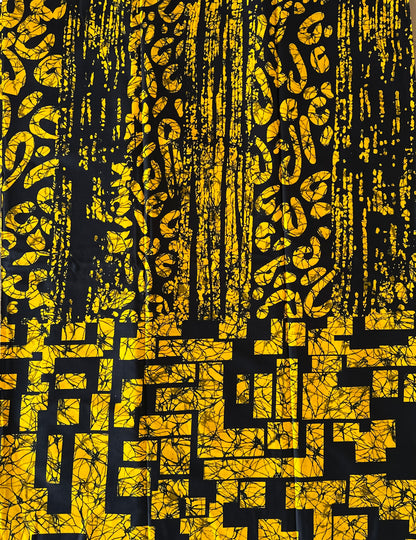 African Print Fabric, Ankara - Yellow Fabric