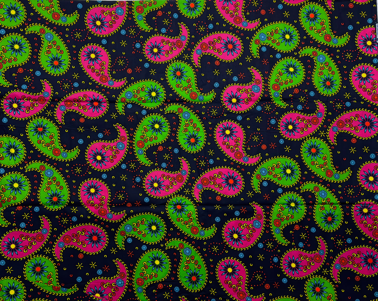 African Print Fabric, Ankara - Pink, Green Fabric