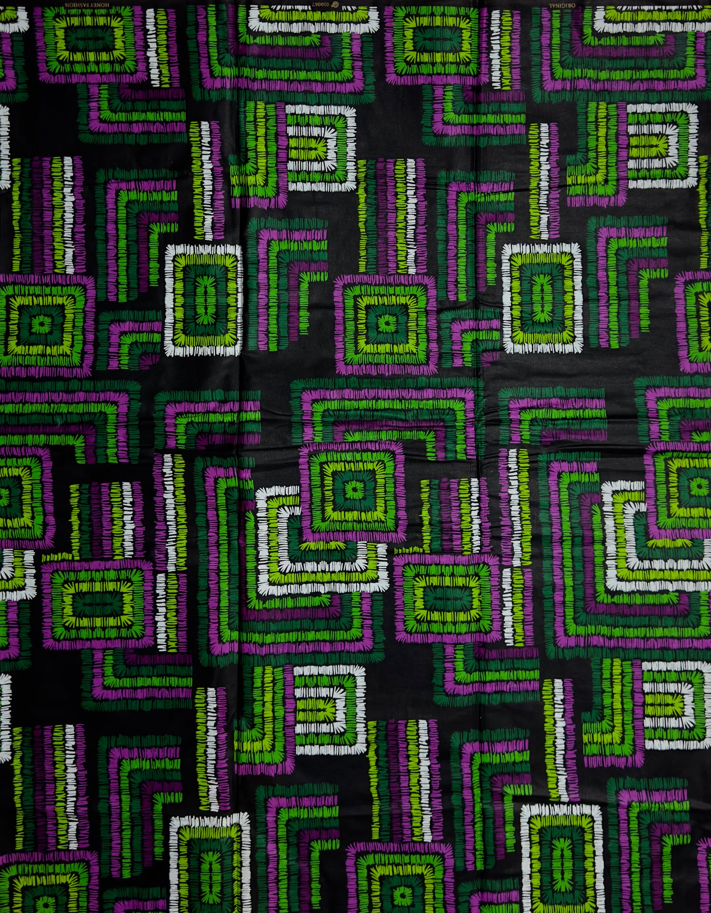 African Print Fabric, Ankara - Green, Purple, White Fabric