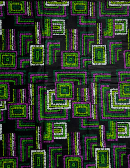 African Print Fabric, Ankara - Green, Purple, White Fabric