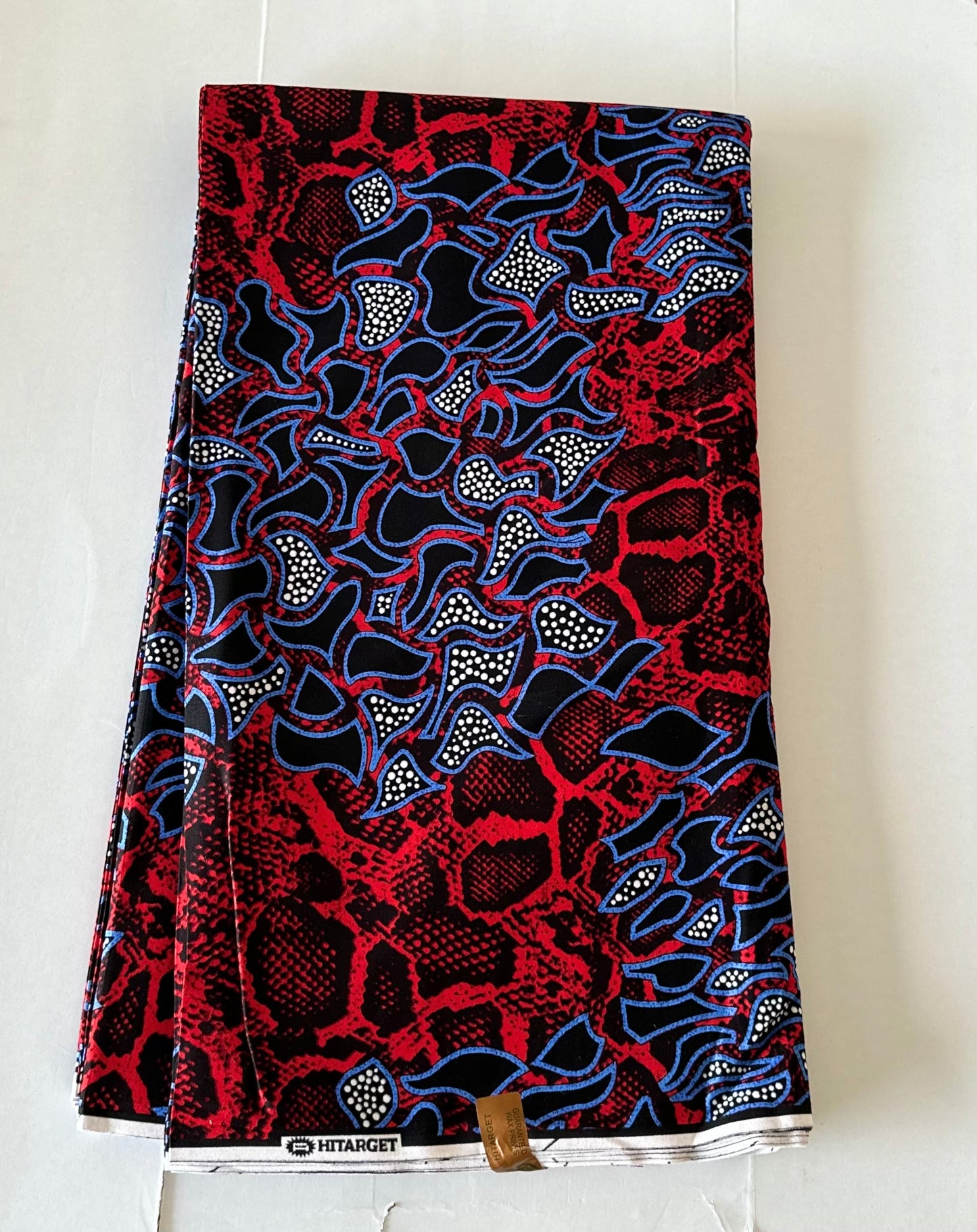 African Print Fabric, Ankara - Blue, Red Fabric