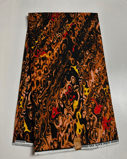 African Print Fabric, Ankara - Brown Fabric