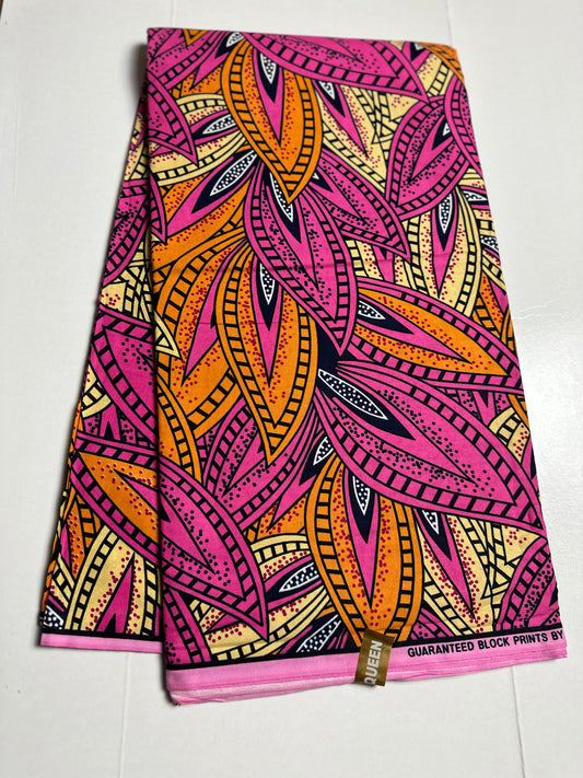 African Print Fabric, Ankara - Pink Fabric