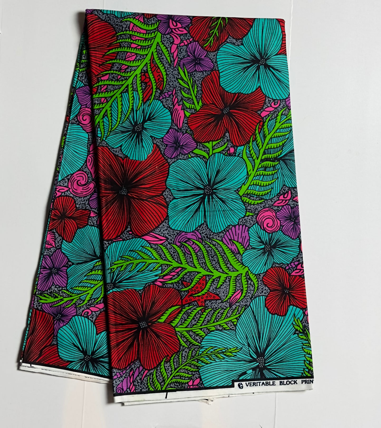 African Print Fabric, Ankara - Red, Green, Pink Fabric