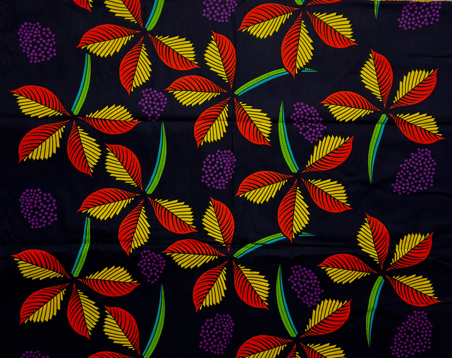 African Print Fabric, Ankara - Purple, Orange, Yellow Fabric