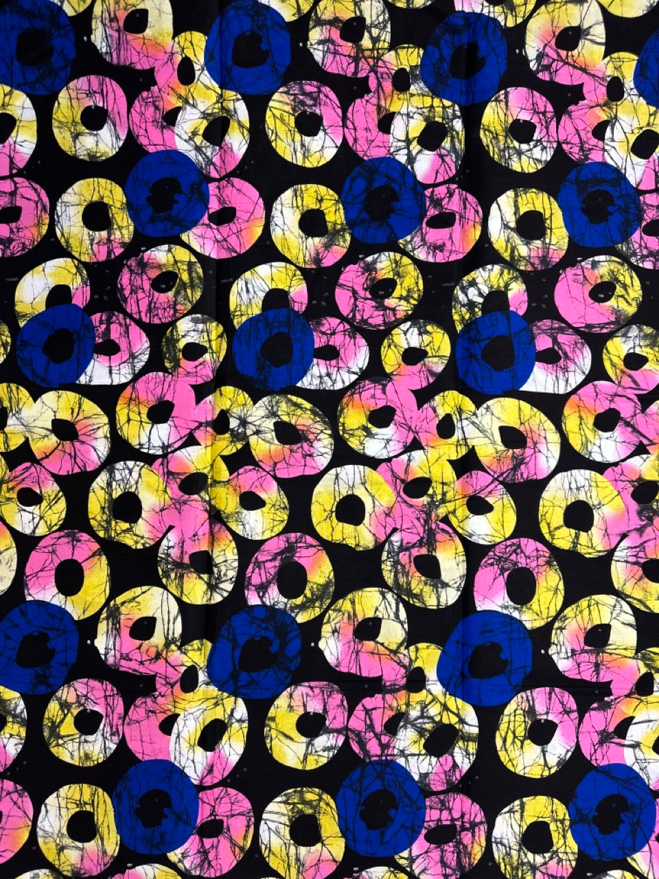 African Print Fabric, Ankara - Blue, Pink, Yellow Fabric