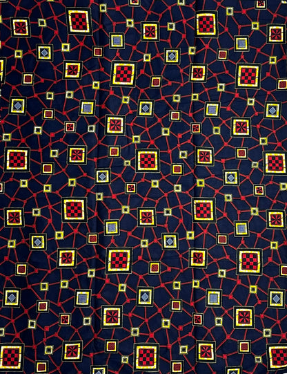 African Print Fabric, Ankara - Blue, Red, Yellow Fabric