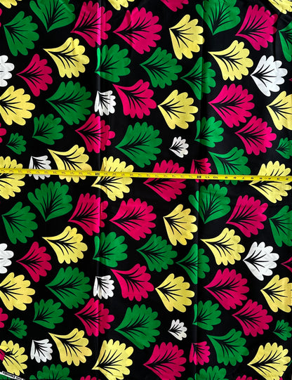 African Print Fabric, Ankara - Pink, Green, Yellow Fabric