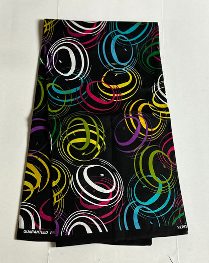 African Print Fabric, Ankara - Black Fabric