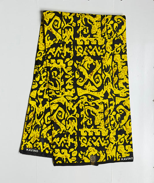 African Print Fabric, Ankara - Yellow Fabric
