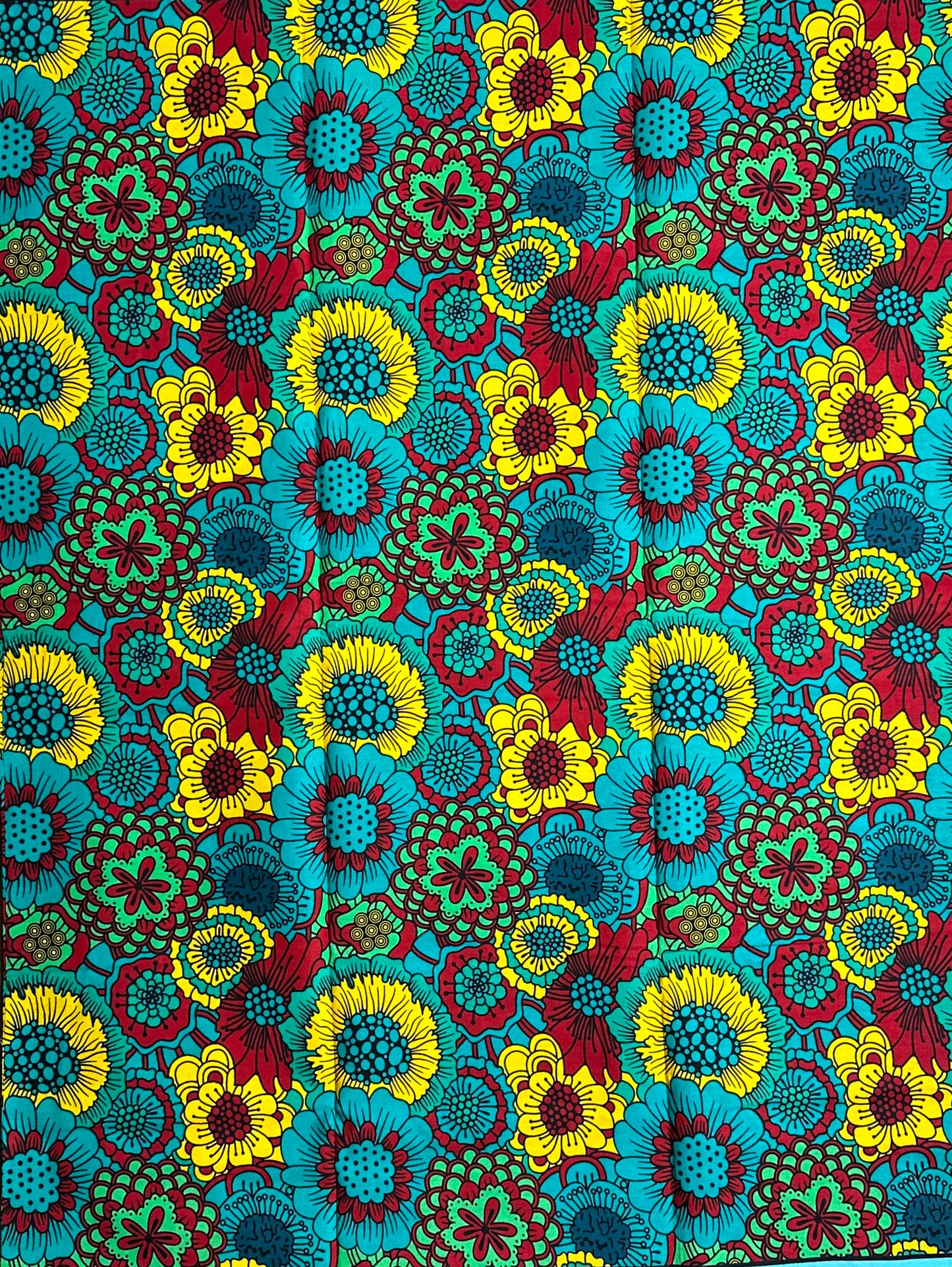 African Print Fabric, Ankara -Red, Yellow Fabric