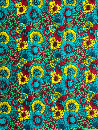 African Print Fabric, Ankara -Red, Yellow Fabric