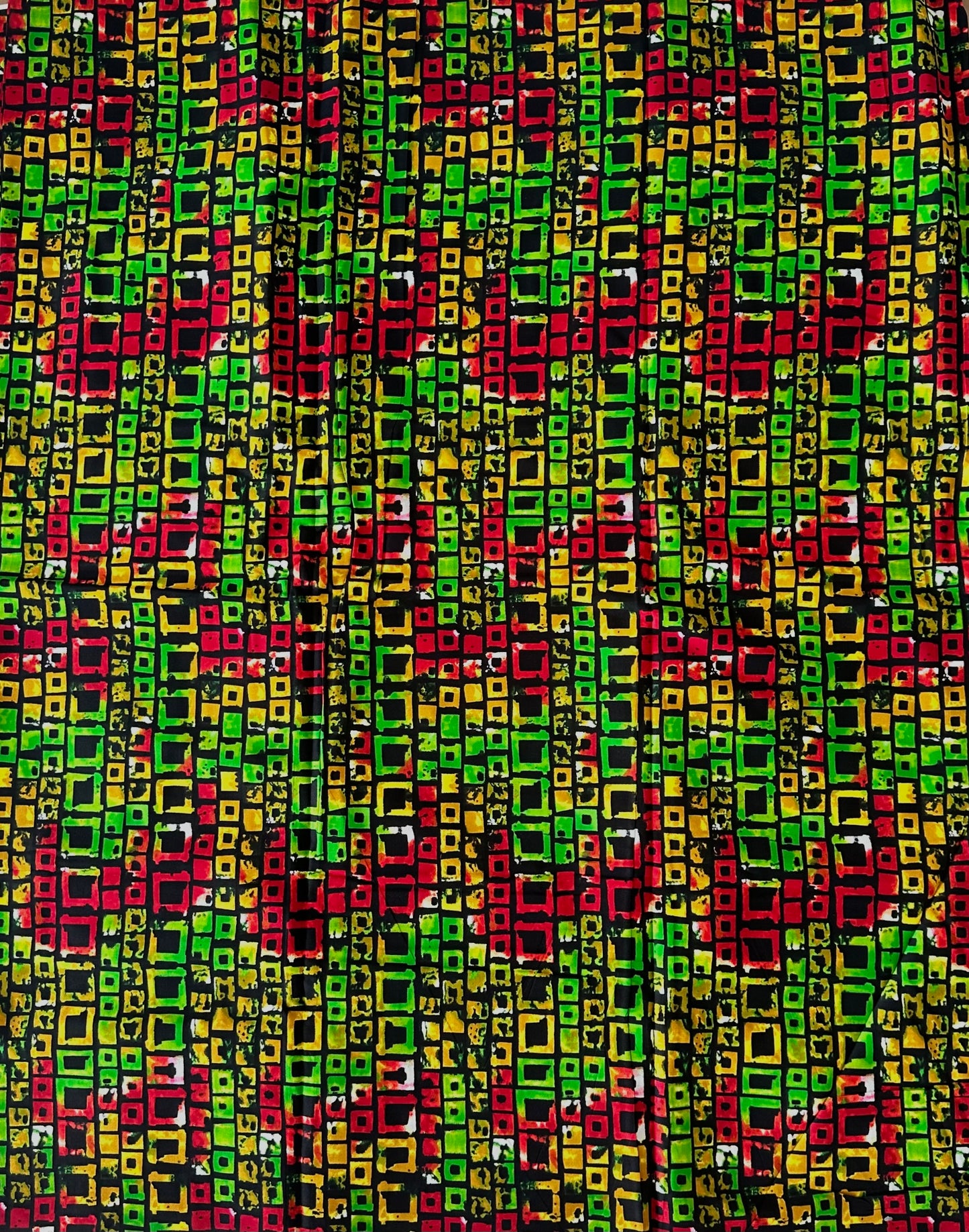 African Print Fabric, Ankara - Red, Green, Yellow Fabric