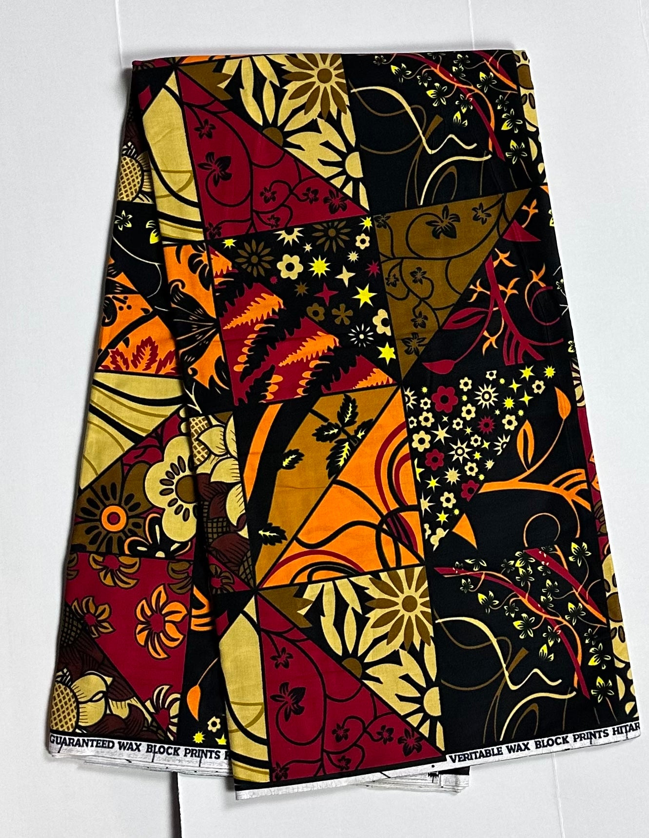 African Print Fabric, Ankara - Maroon, Orange, Brown Fabric