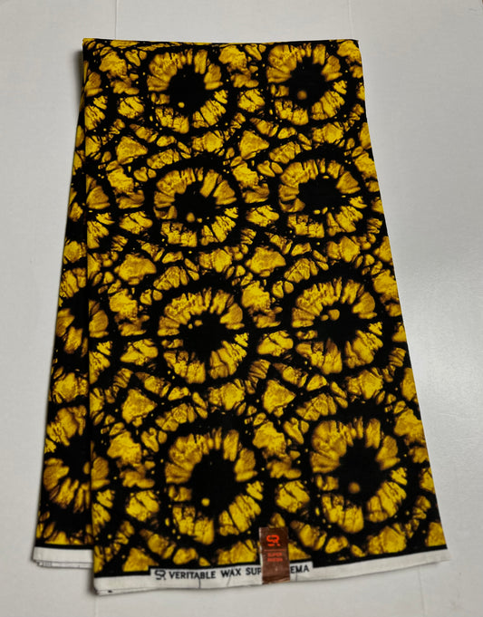 African Print Fabric, Ankara - Yellow Fabric