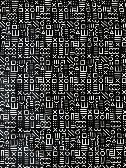 African Print Fabric, Ankara -Black, White Fabric