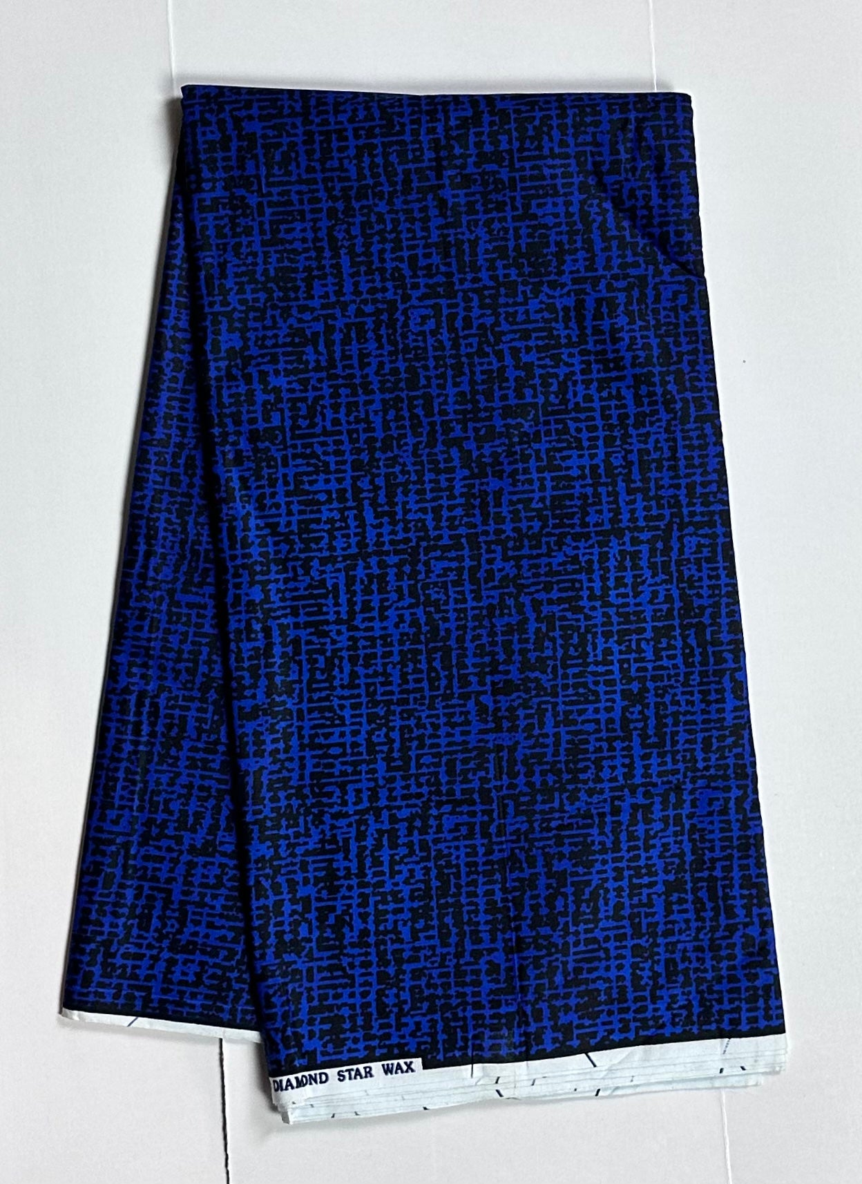 African Print Fabric, Ankara - Blue, Black Fabric