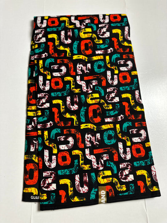 African Print Fabric, Ankara - Yellow, Green, Orange Fabric