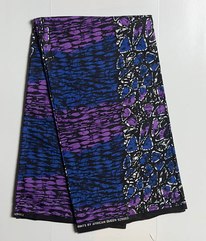 African Print Fabric, Ankara - Blue, Purple Fabric