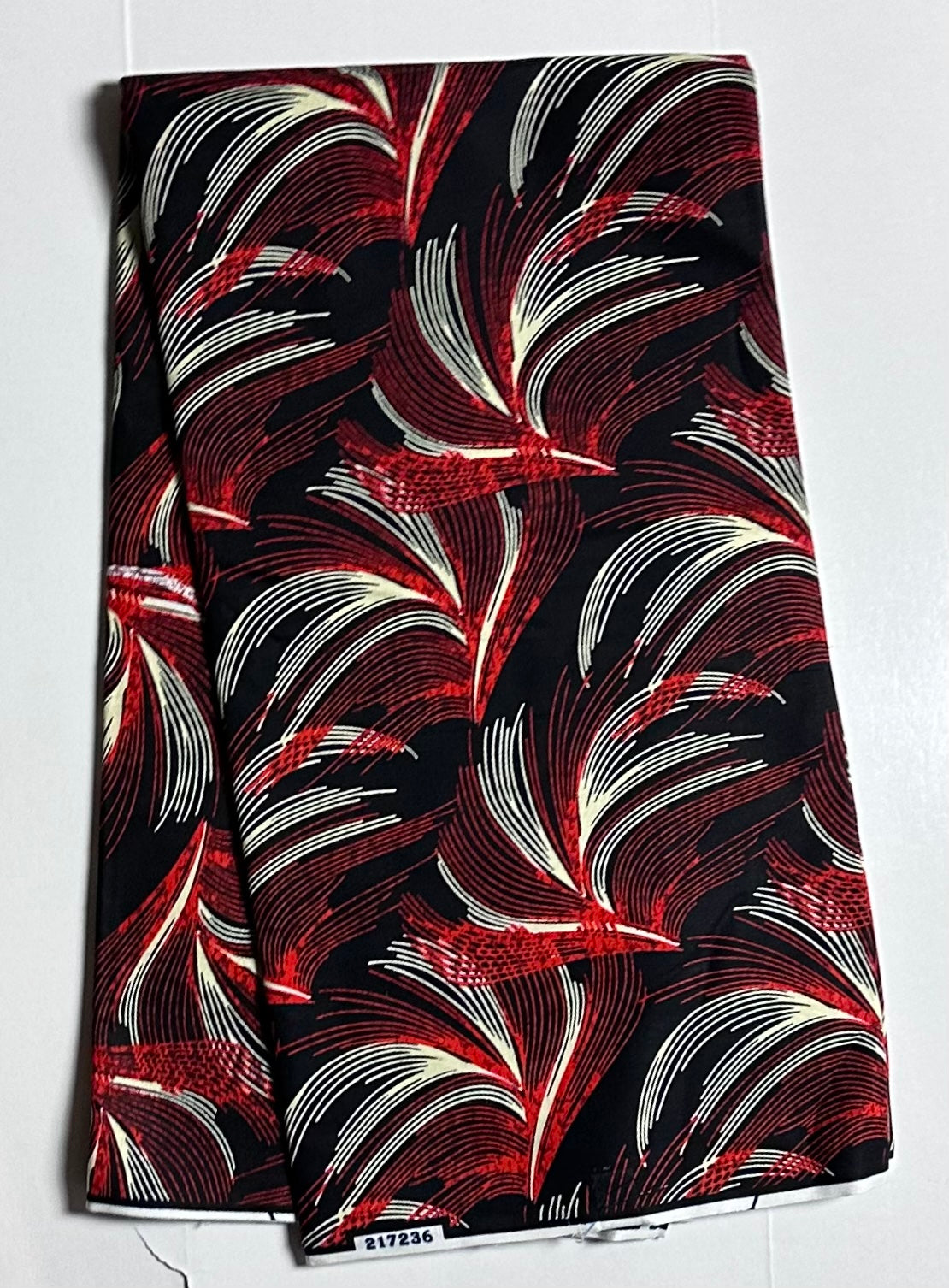 African Print Fabric, Ankara - Red, Black, Beige Fabric