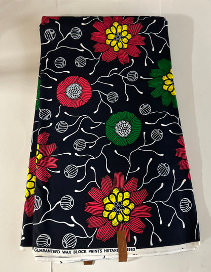 African Print Fabric, Ankara - Blue Fabric