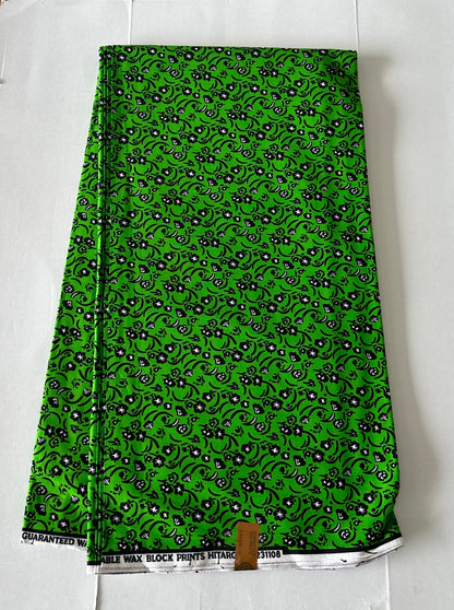 African Print Fabric, Ankara - Green Fabric