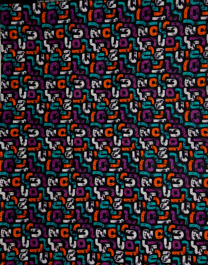 African Print Fabric, Ankara - Purple, Orange White Fabric