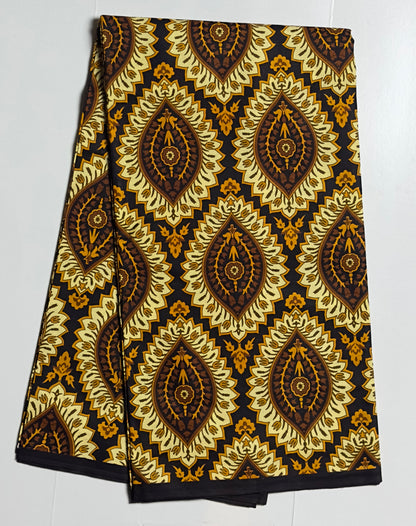 African Print Fabric, Ankara - Brown Fabric