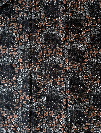 African Print Fabric, Ankara - Brown Fabric