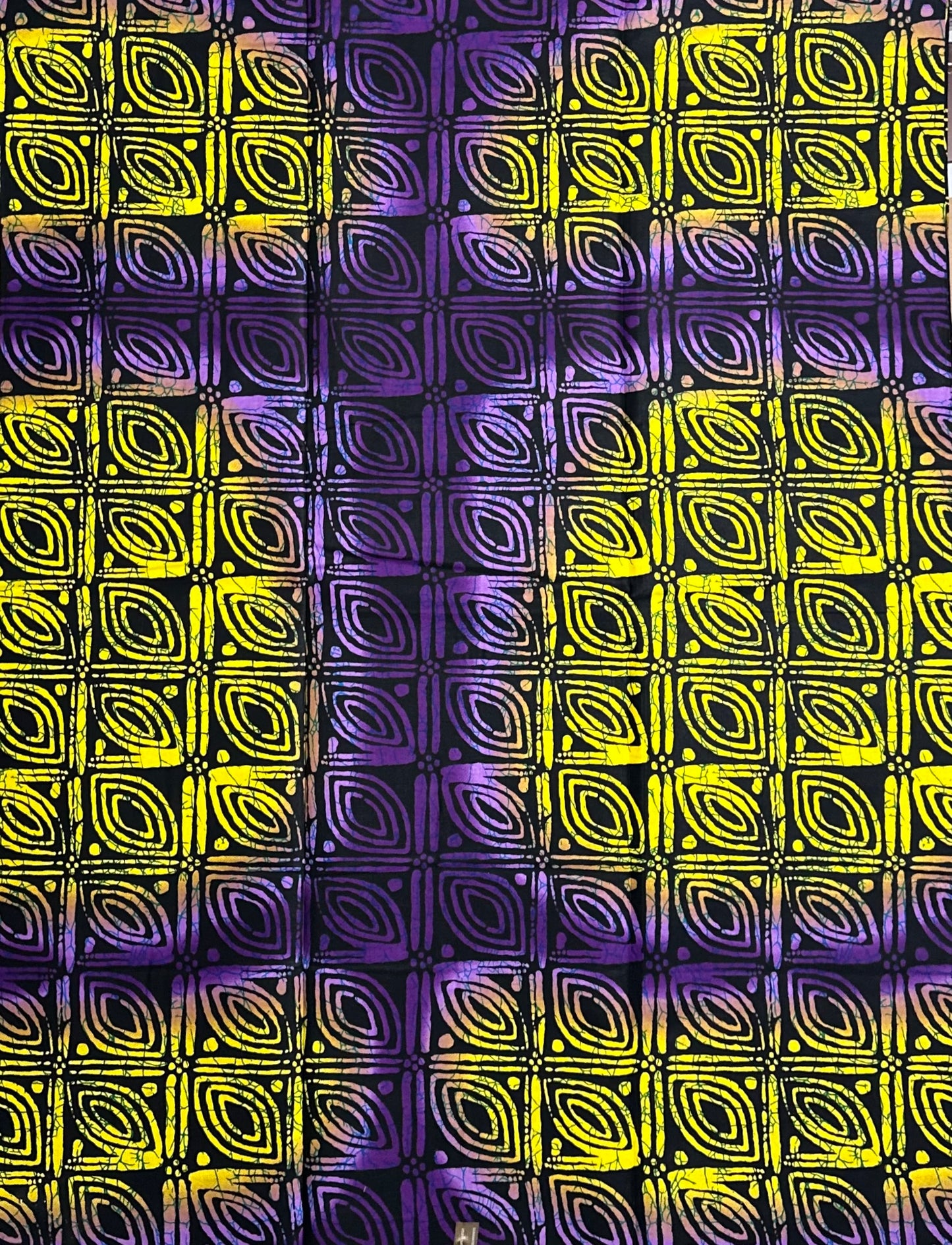 African Print Fabric, Ankara - Yellow, Purple Fabric