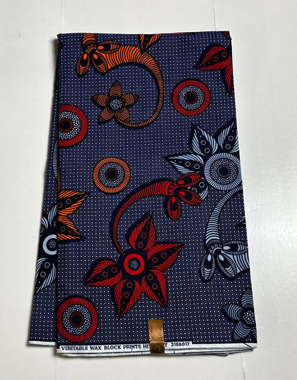 African Print Fabric, Ankara - Blue Fabric