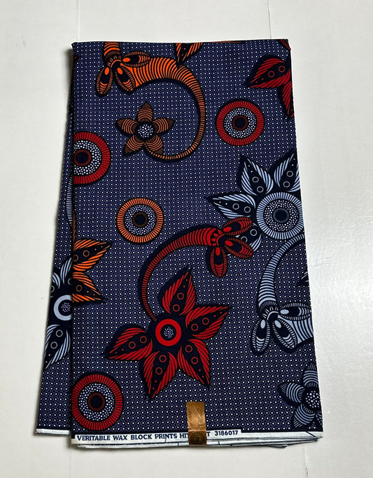 African Print Fabric, Ankara - Blue Fabric