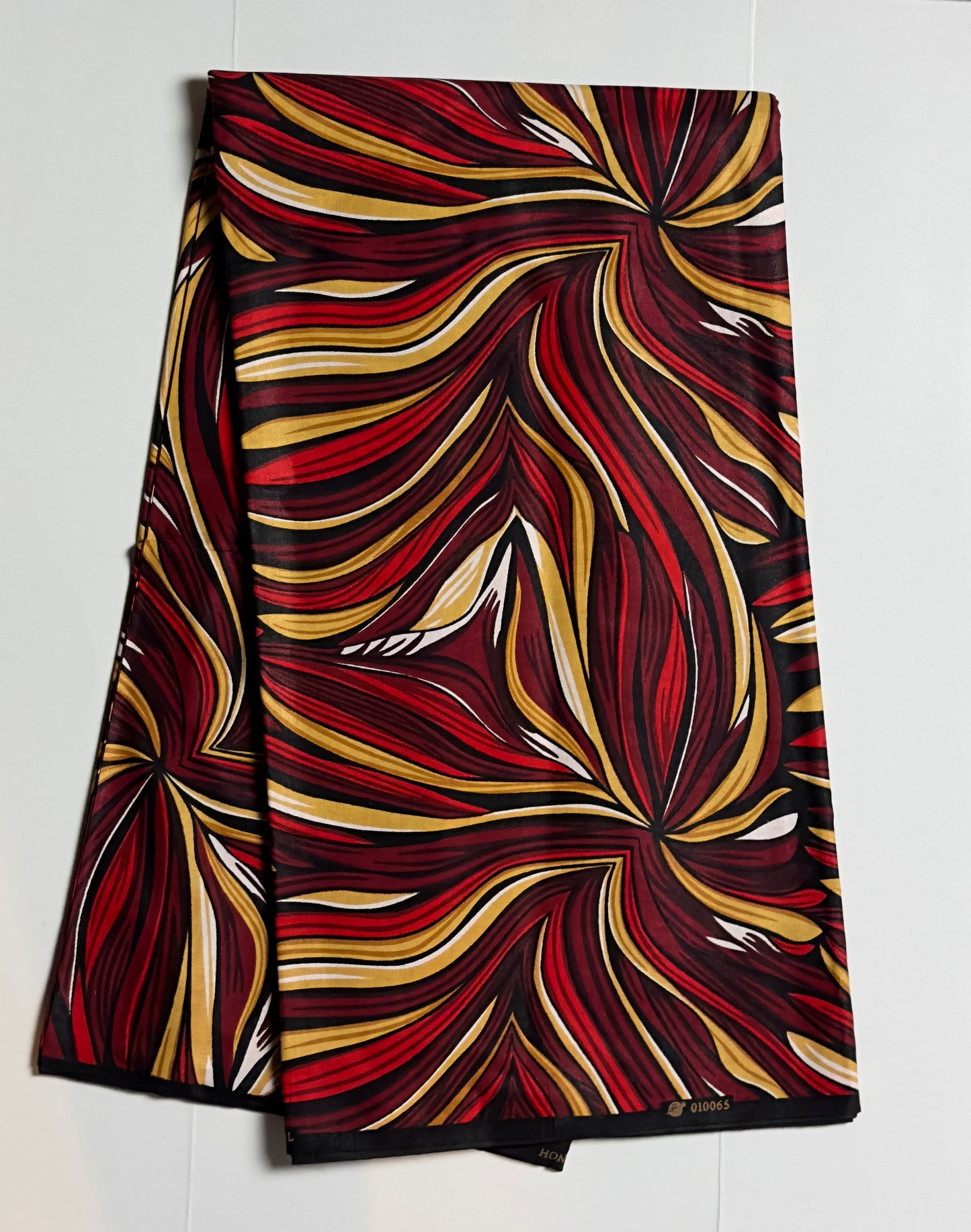 African Print Fabric, Ankara - Red, Beige Fabric