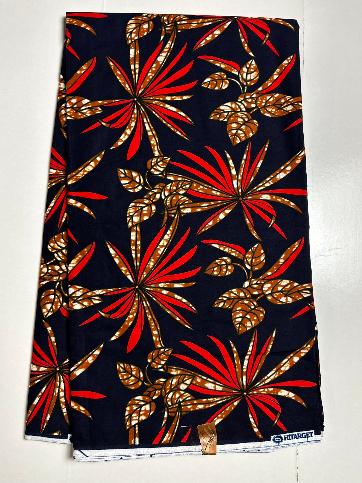 African Print Fabric, Ankara - Blue, Red, Brown Fabric