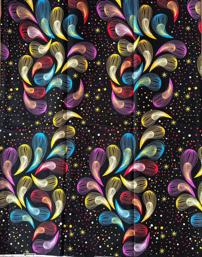 African Print Fabric, Ankara - Red, Blue, Pink, Purple Fabric