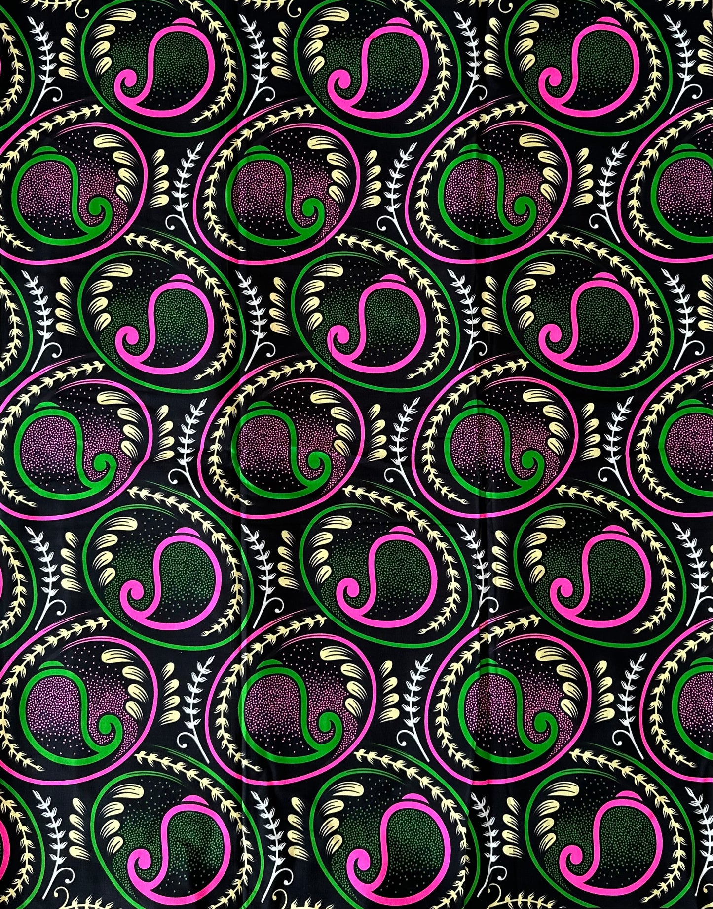 African Print Fabric, Ankara - Green, Pink Fabric