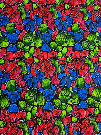 African Print Fabric, Ankara - Pink, Blue, Green Fabric