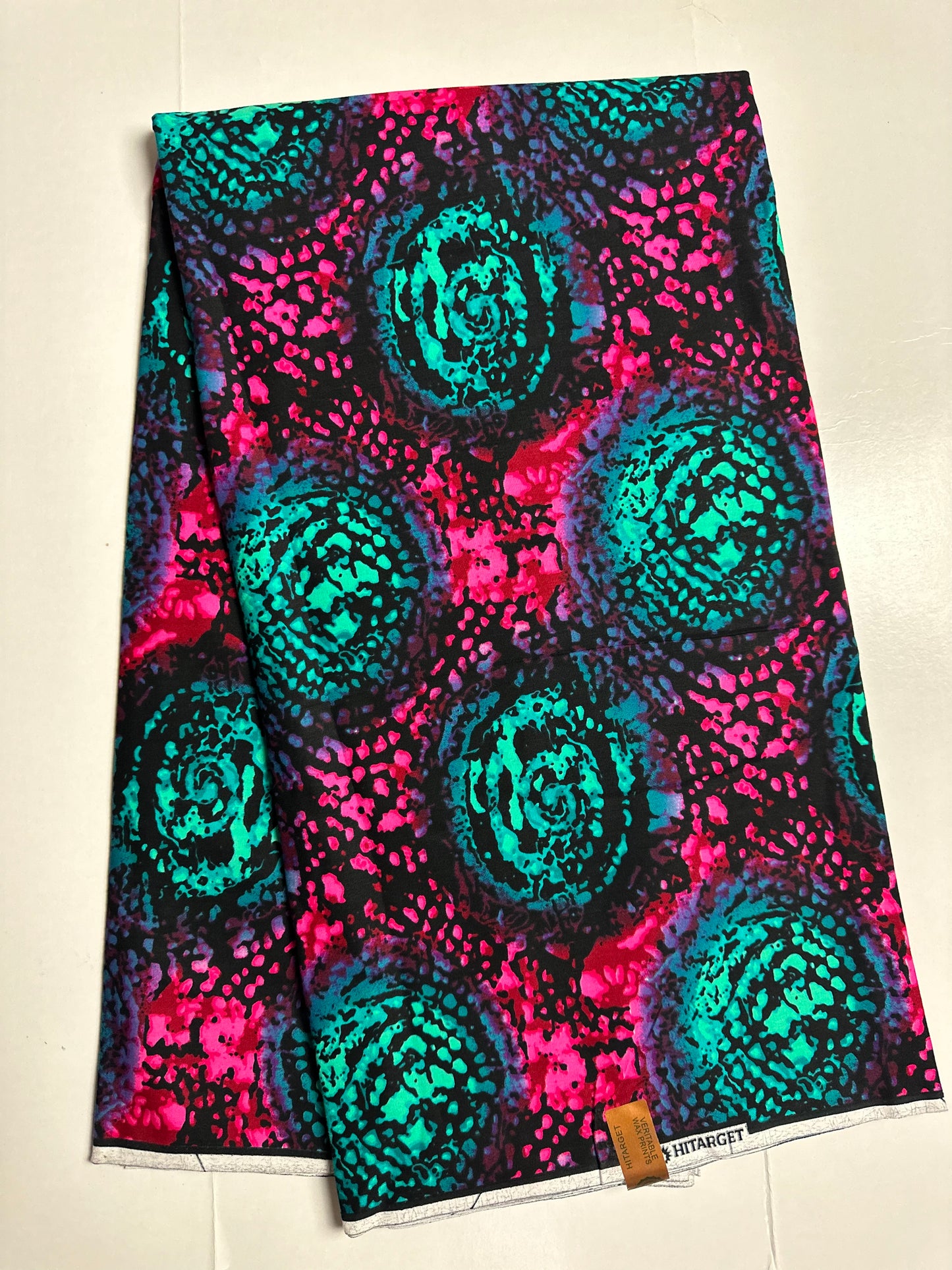 African Print Fabric, Ankara - Pink, Turquoise Fabric
